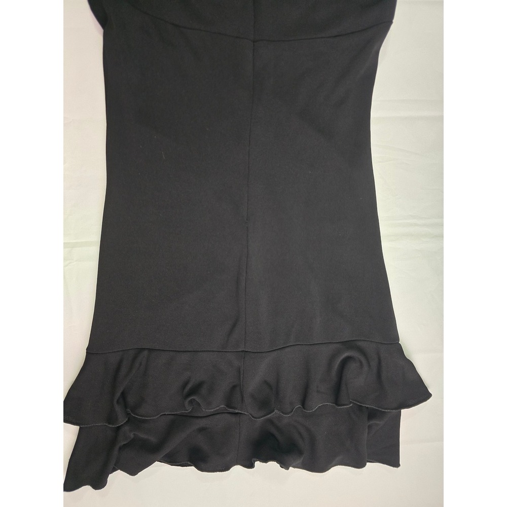 ABS by Allen Schwartz Black Halter Mini Dress Ruched Ruffle Hem Petite 388YU05 - Picture 12 of 16